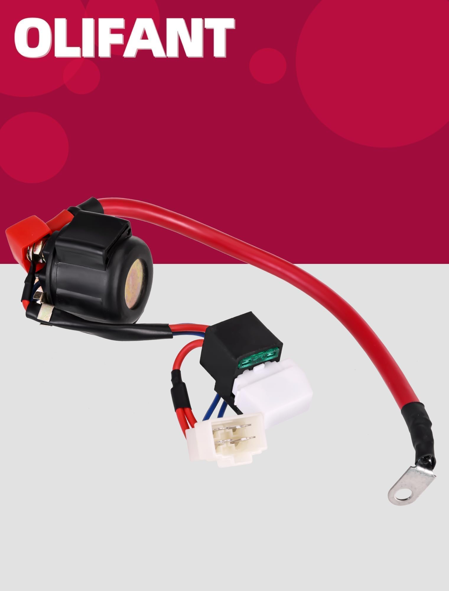 OLIFANT starter relay next to ruler to show compact size and fitment
