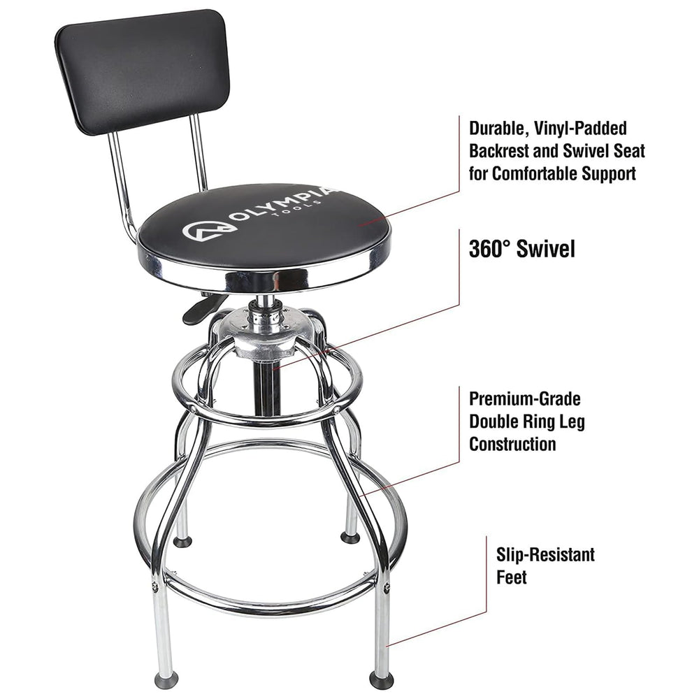 Olympia Tools backrest detail highlighting supportive design for improved seated comfort