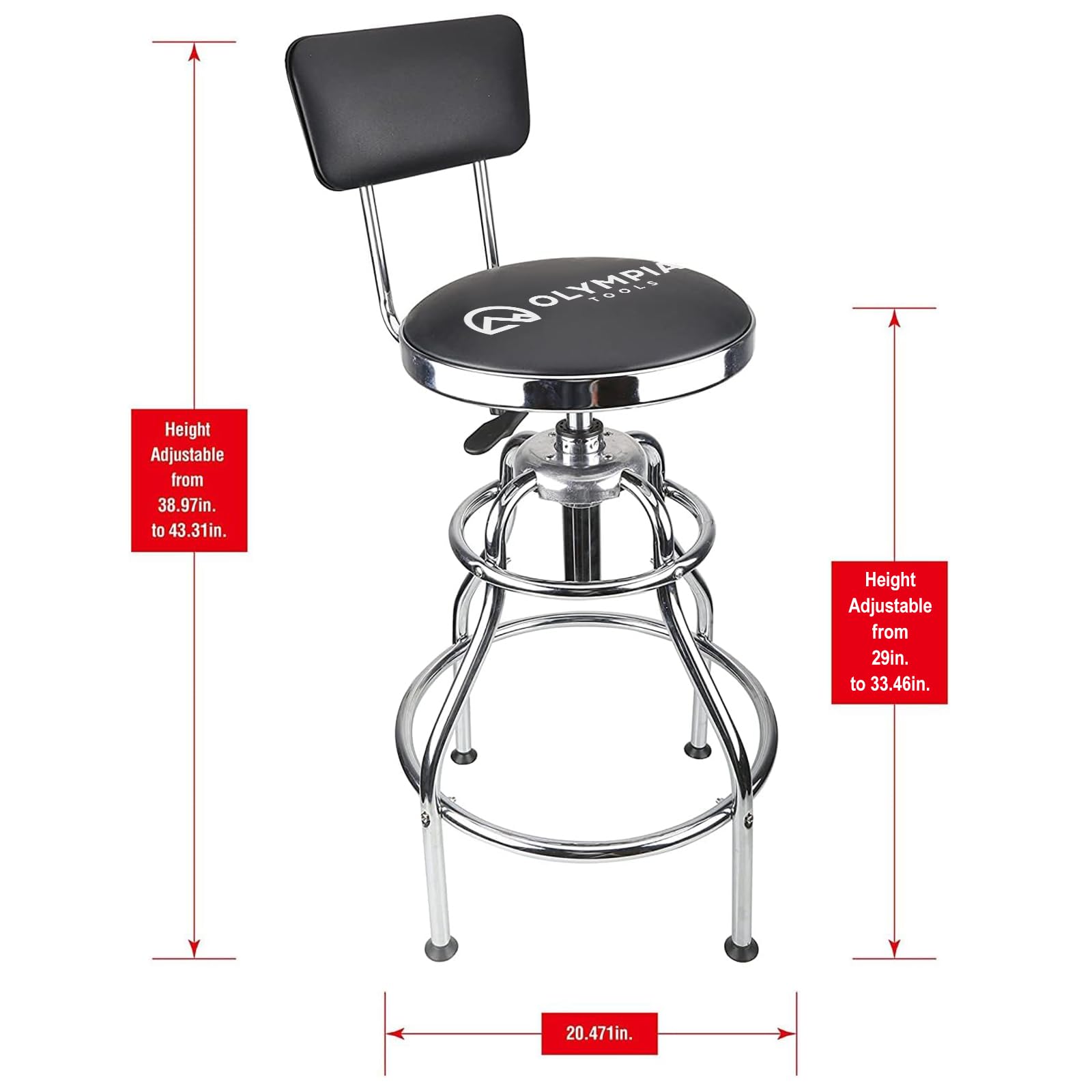 Olympia Tools hydraulic lift lever and scale showing adjustable height for bench and counter alignment