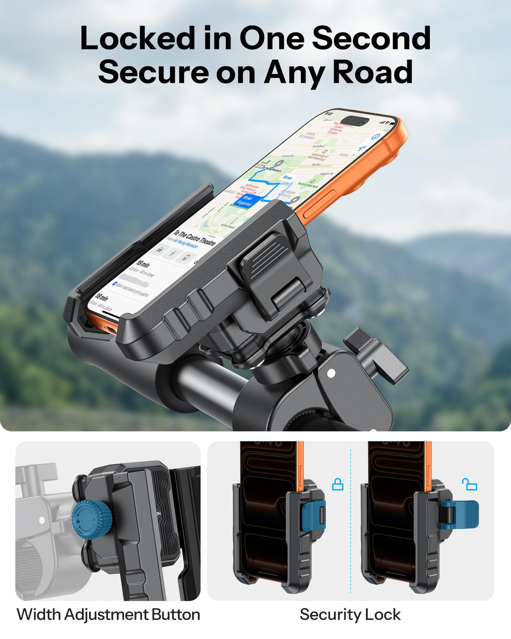 OMOTON BK01 tightened knob detail showing tool-free secure mounting convenience