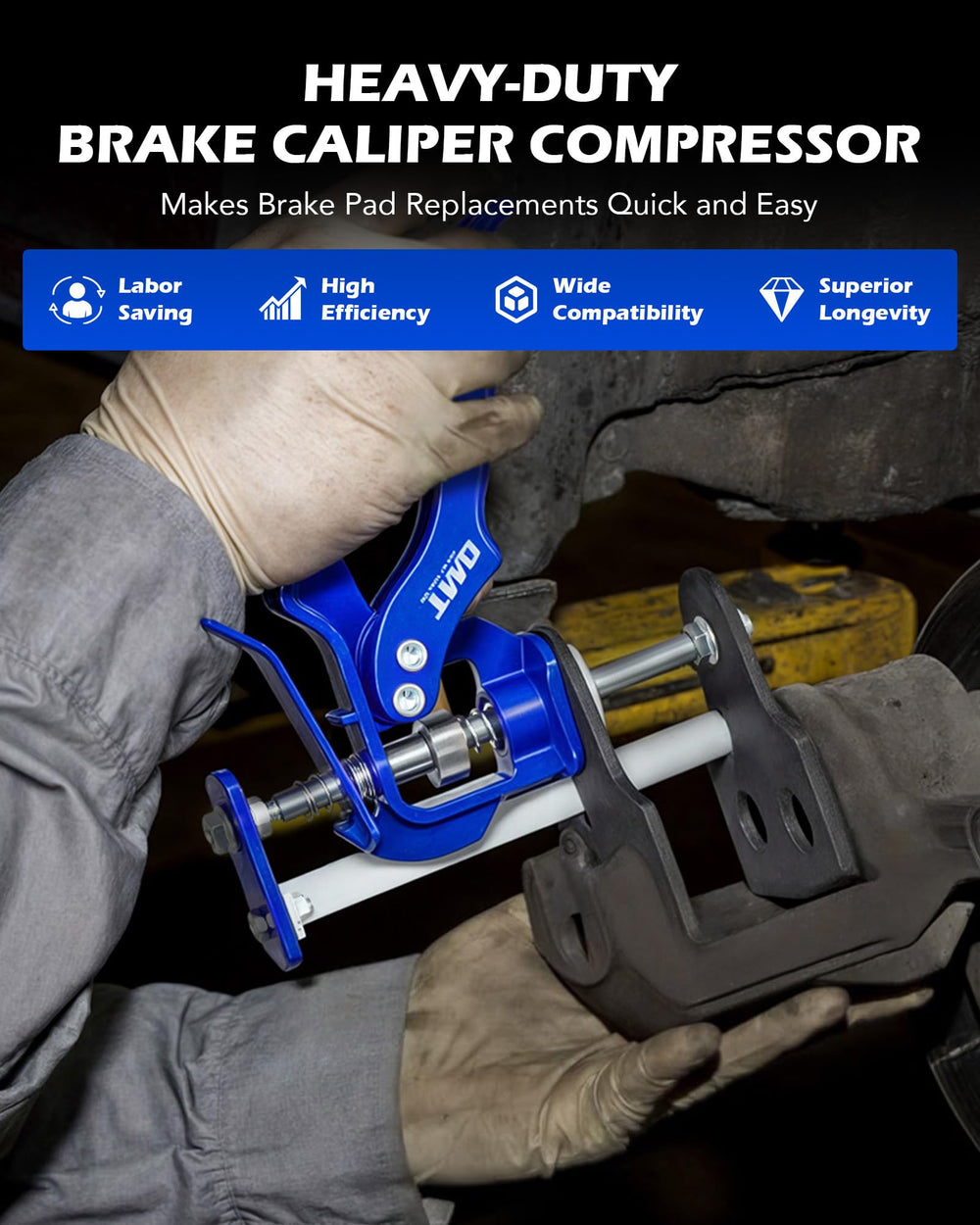 Orion Motor Tech close-up of ergonomic handle for comfortable, low-effort compression