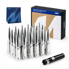 Orion Motor Tech front view of spike lug nuts showing complete set and finish benefit