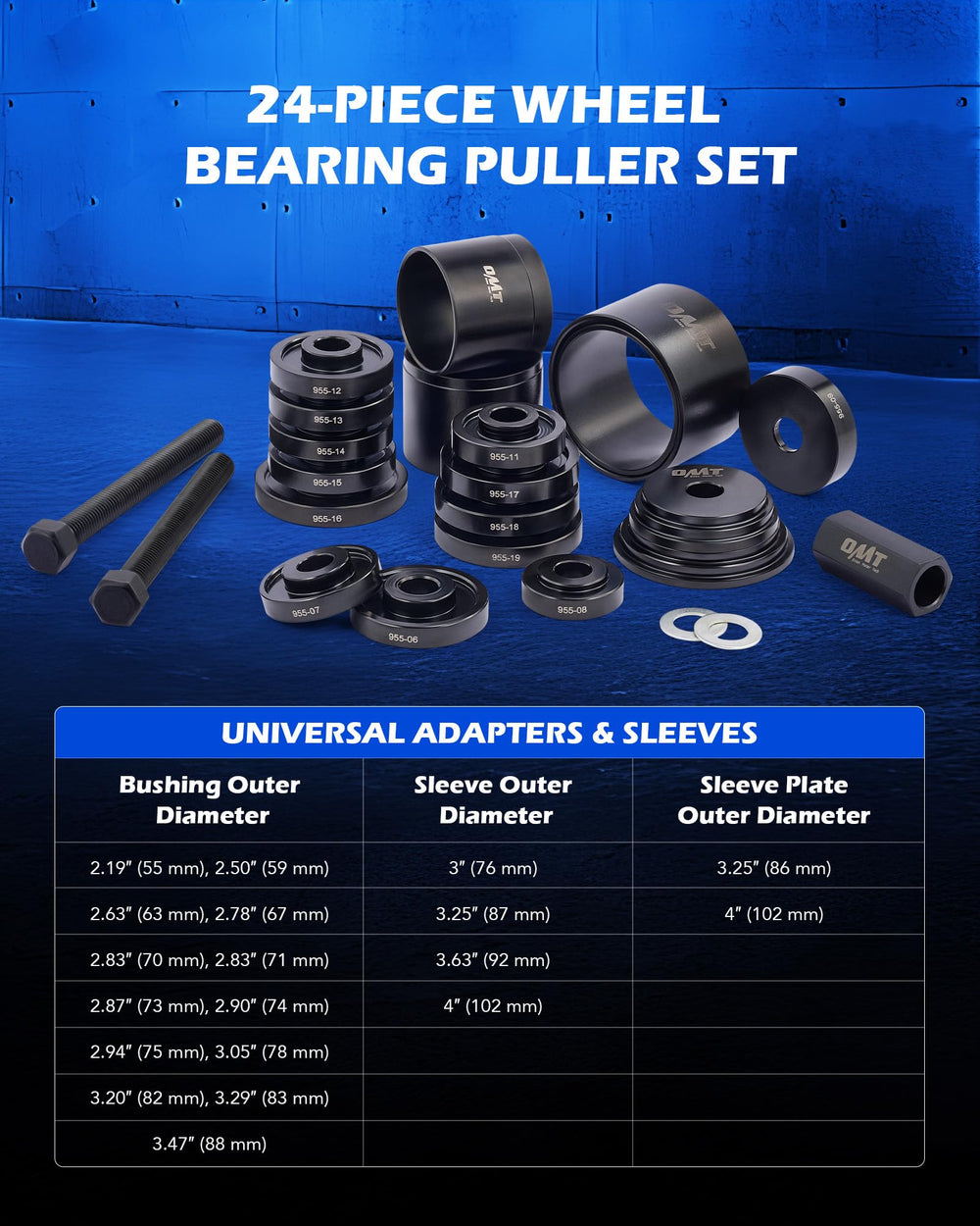 Orion Motor Tech sleeves and bushings array showing fit options for bearings