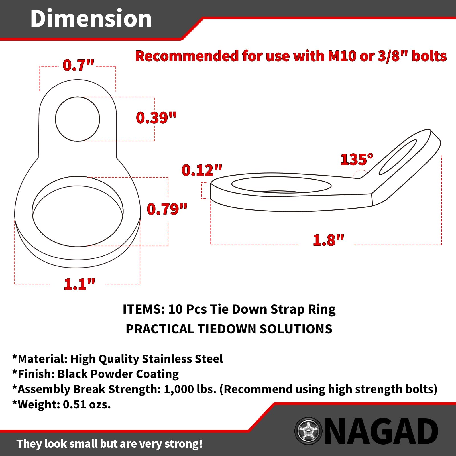 ONAGAD anchor ring mounted on motorcycle frame for secure attachment