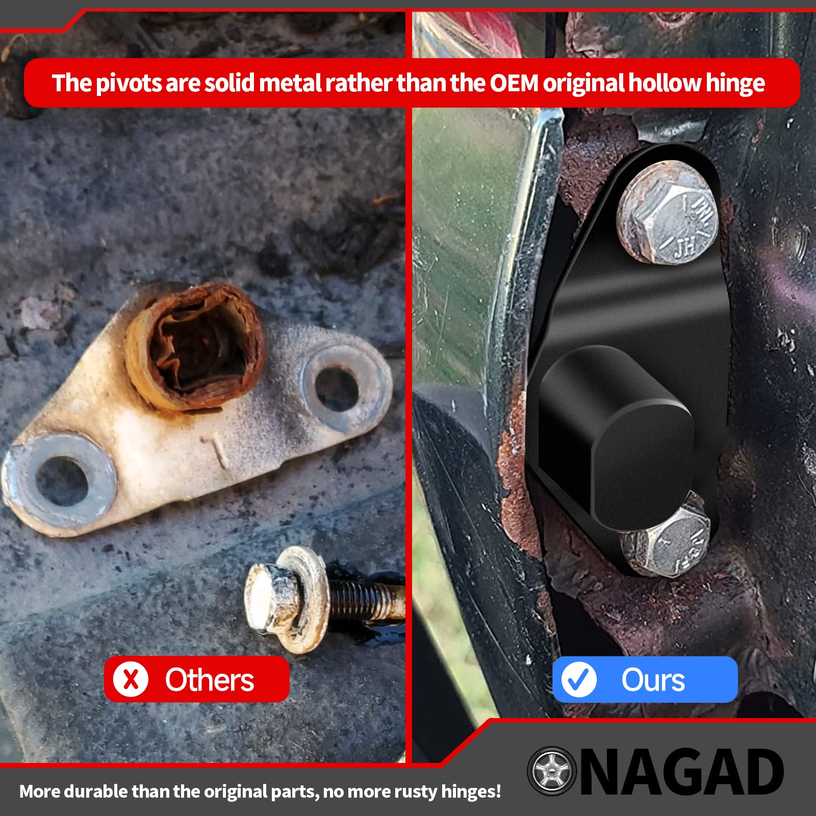 ONAGAD installed hinge side profile restoring secure tailgate operation