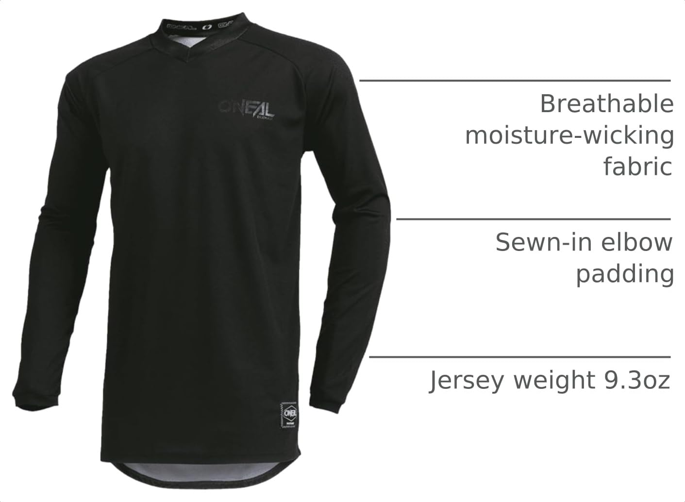 O'NEAL rider wearing jersey on trail demonstrating breathable, moisture-wicking benefit
