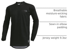 O'NEAL rider wearing jersey on trail demonstrating breathable, moisture-wicking benefit