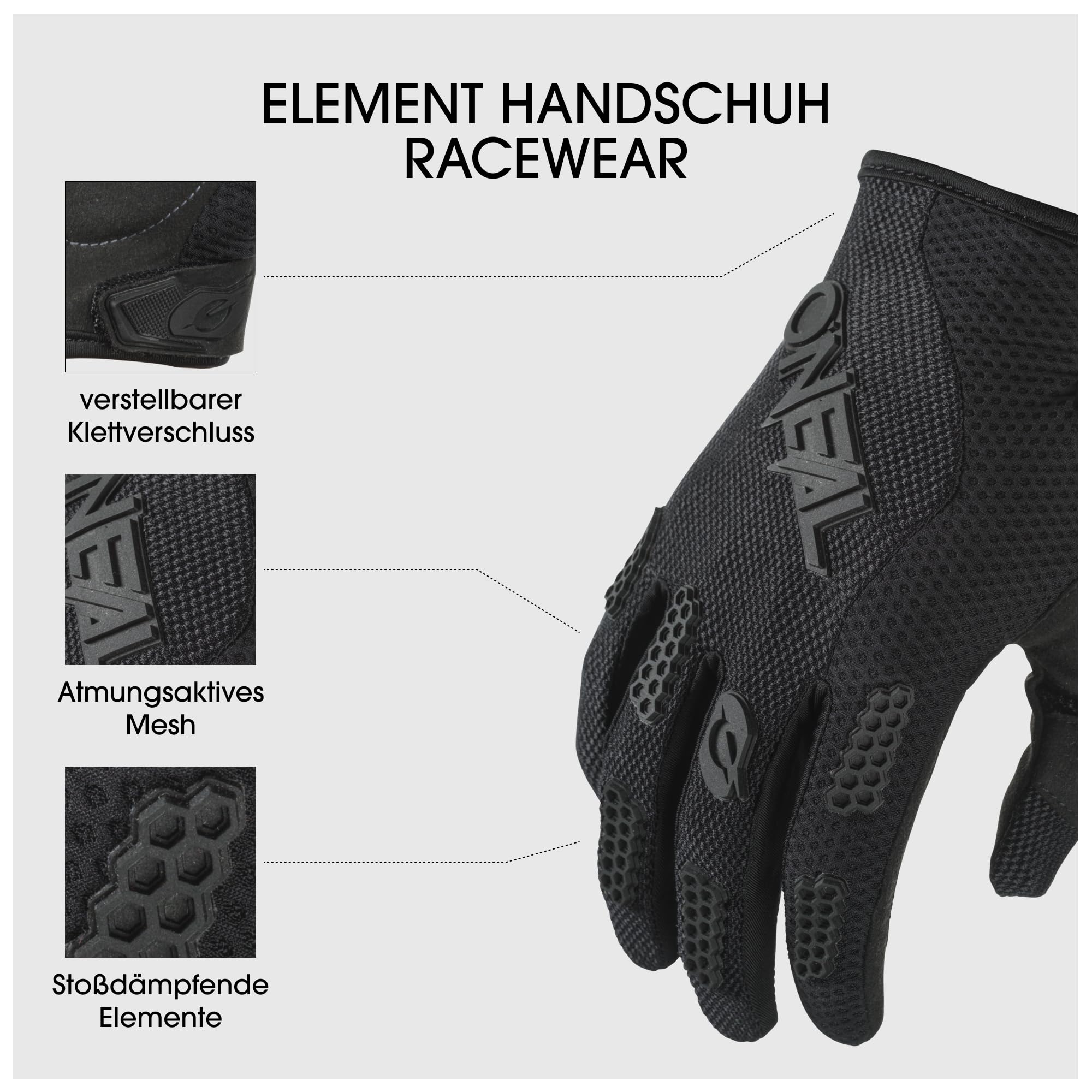O'NEAL glove backhand mesh panel displays ventilation for cooler rides