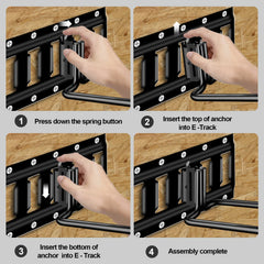 Onesnt hooks holding shovels brooms and hoses demonstrating clutter-free trailer benefit