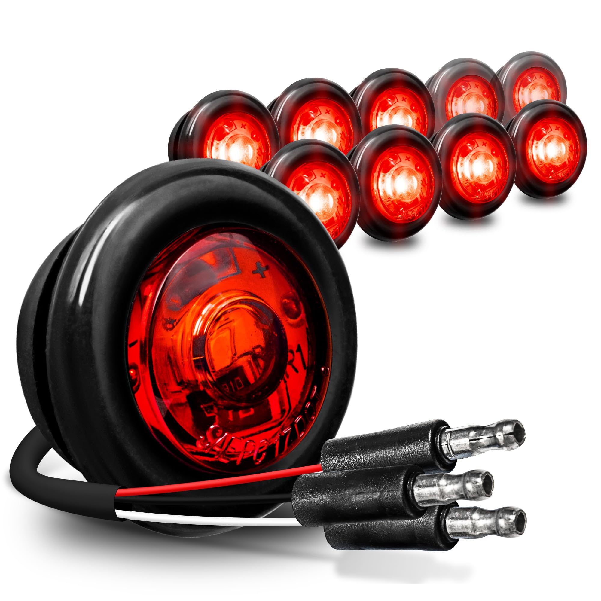 ONLINE LED STORE TRUE MODS front view showing compact red LED marker light improving visibility
