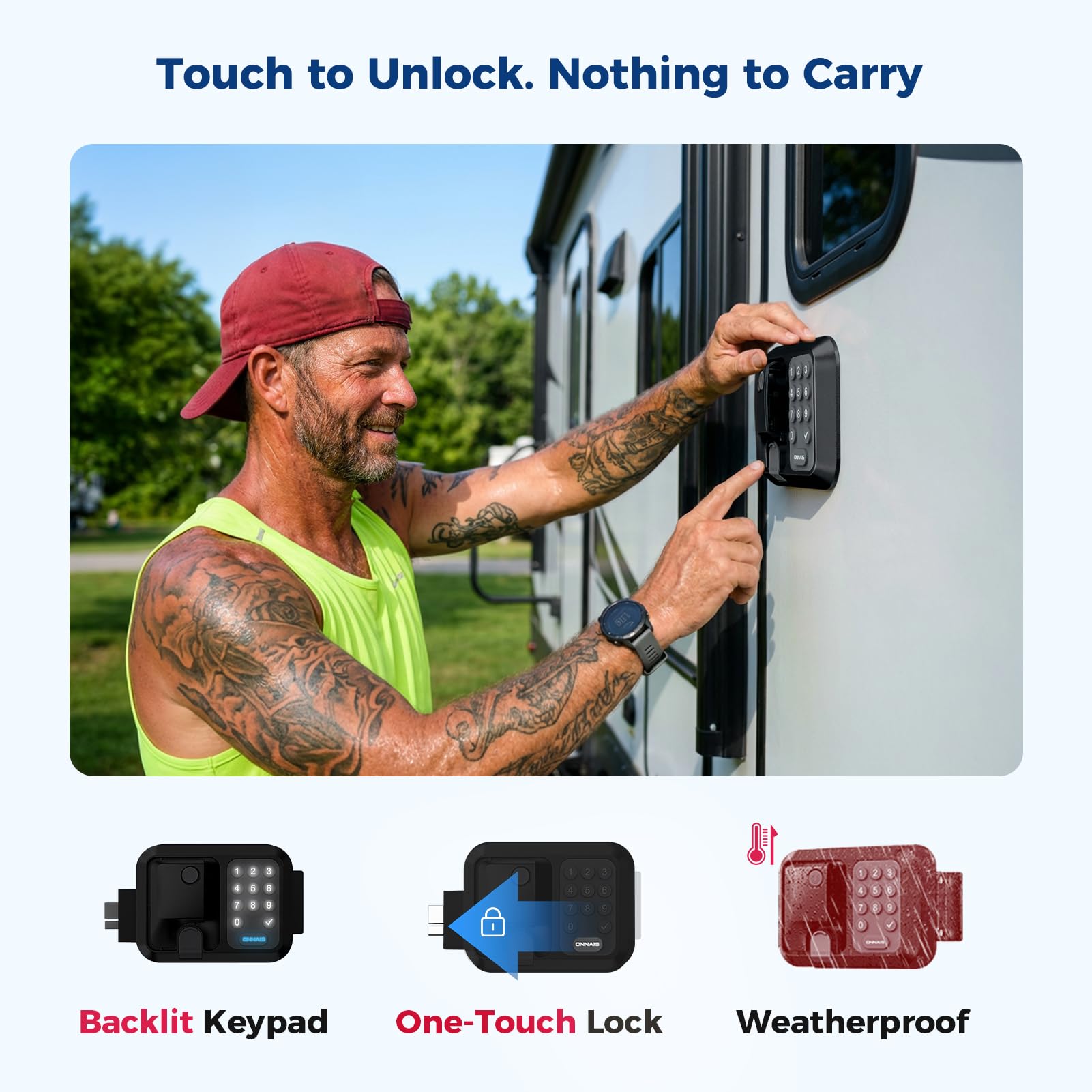 ONNAIS lock side profile demonstrating compact mounting depth and simple installation benefit