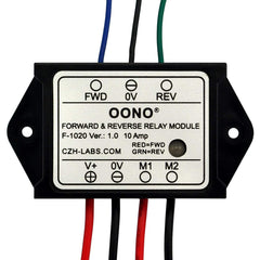 OONO relay module front view showing connectors and compact case for easy mounting
