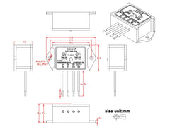 OONO side view showing mounting screw holes and plastic case for secure attachment