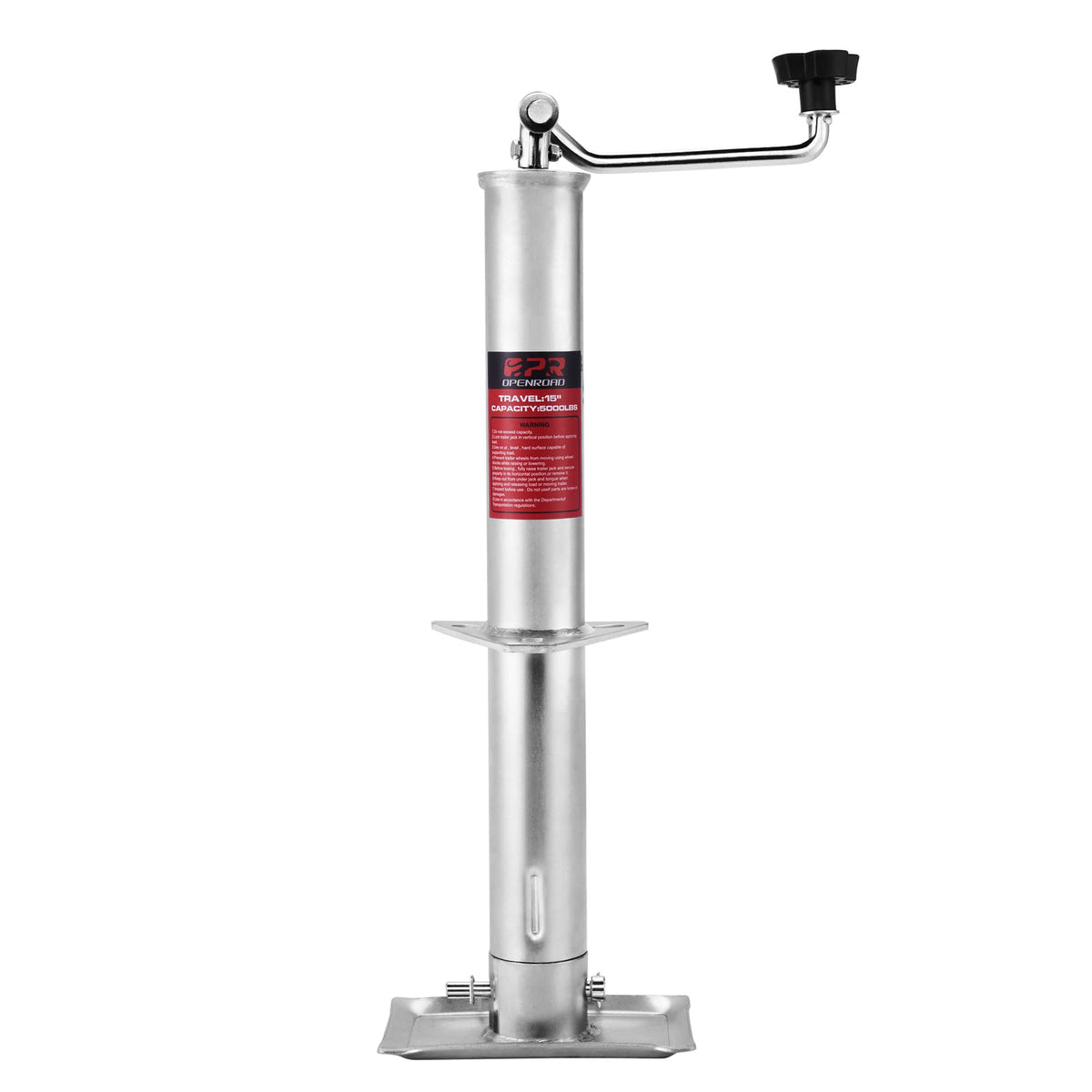 OPENROAD front view of A-frame trailer jack showing solid construction and mounting