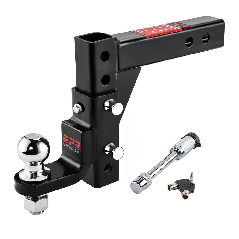 OPENROAD front view assembled hitch ball mount showing durable design and quick setup