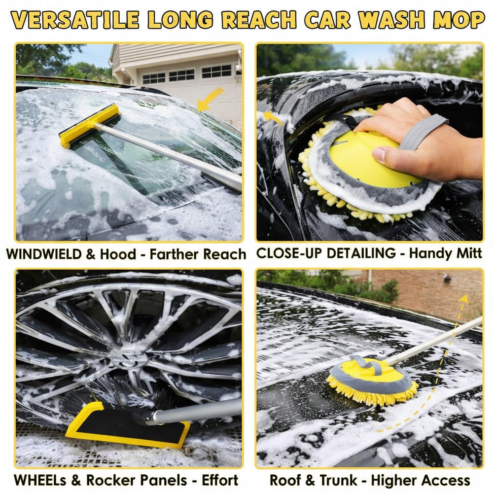 Opow chenille microfiber mop close-up, gentle cleaning for paint