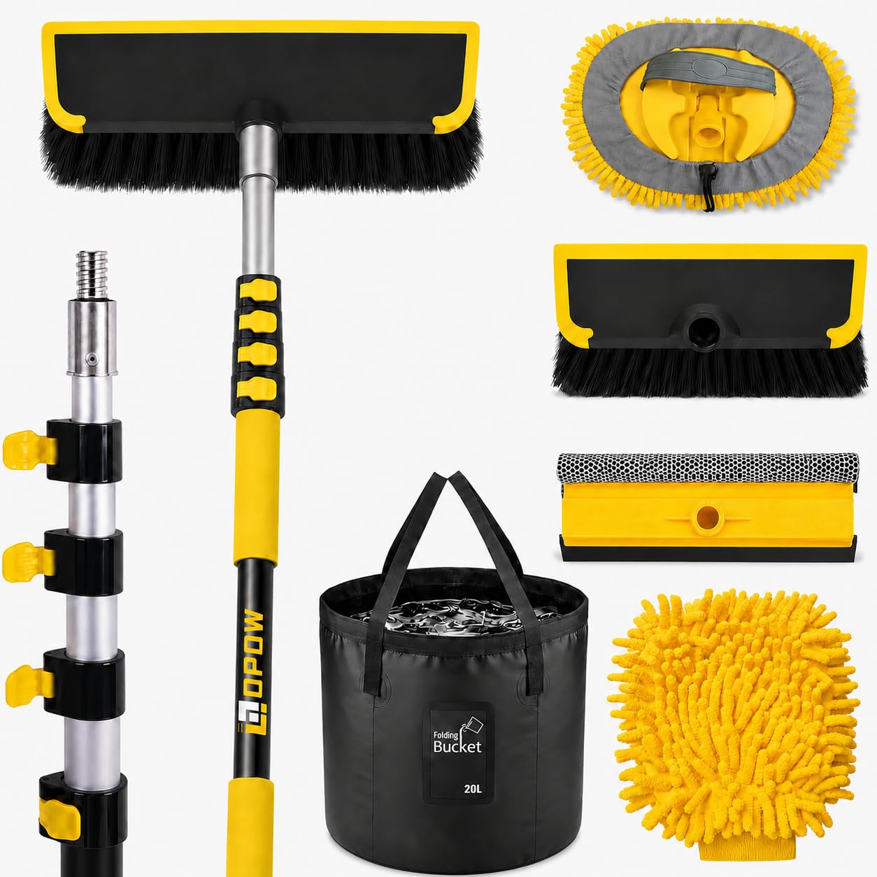 Opow front packaging and assembled kit shown, convenient all-in-one cleaning