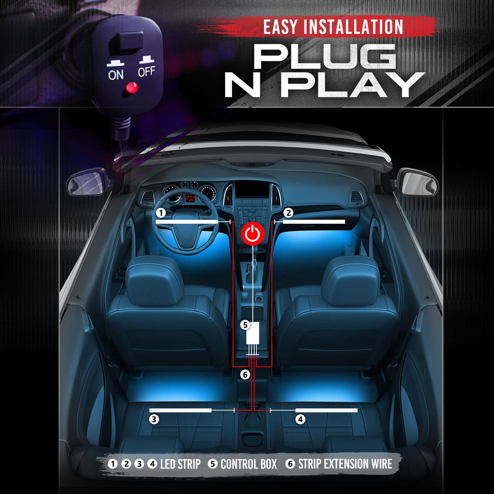 OPT7 footwell installation highlighting ambient illumination for mood