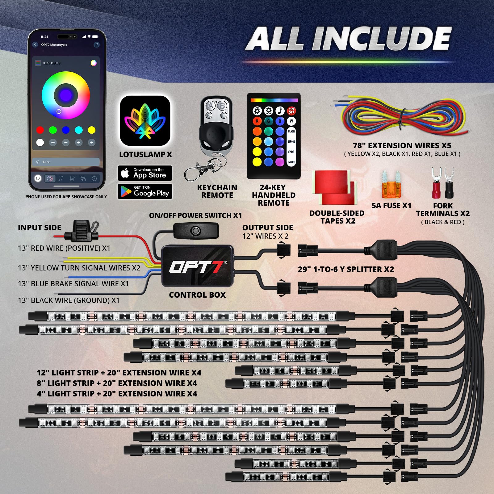 OPT7 LED strip length shown in hand for scale and installation planning