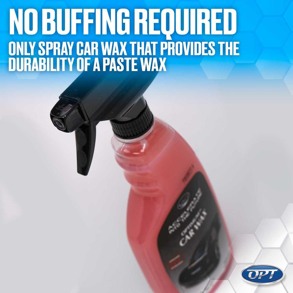 Optimum Polymer Technologies car wax being sprayed onto vehicle for quick application