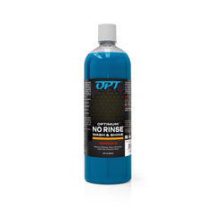Optimum No Rinse Wash and Shine V6 front bottle showing brand and size benefit