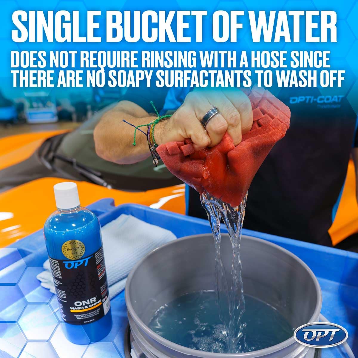 Optimum No Rinse solution texture in bucket demonstrating slick lubrication