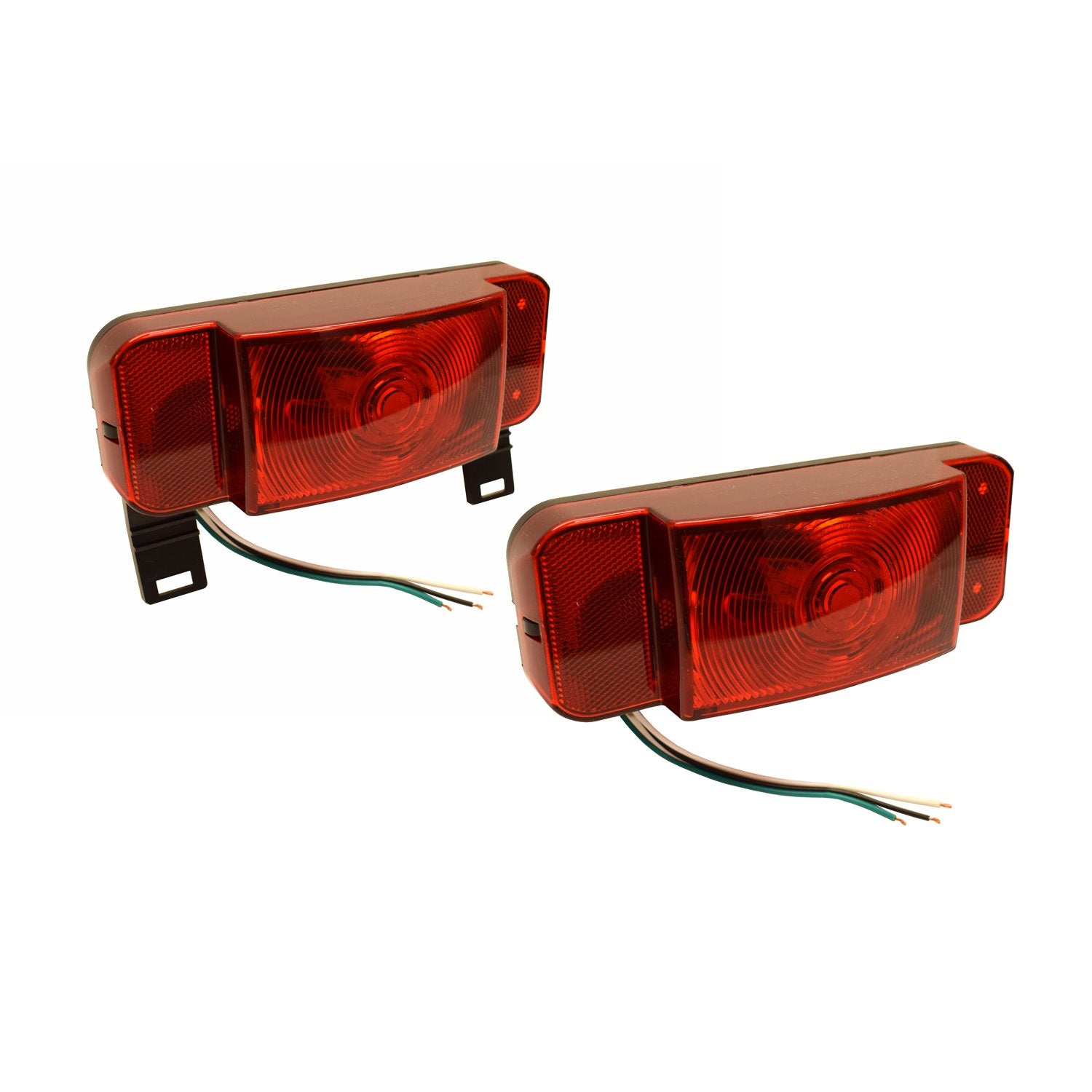 Optronics front view of both lights showing sleek black base and clear lens, aids visual fitment