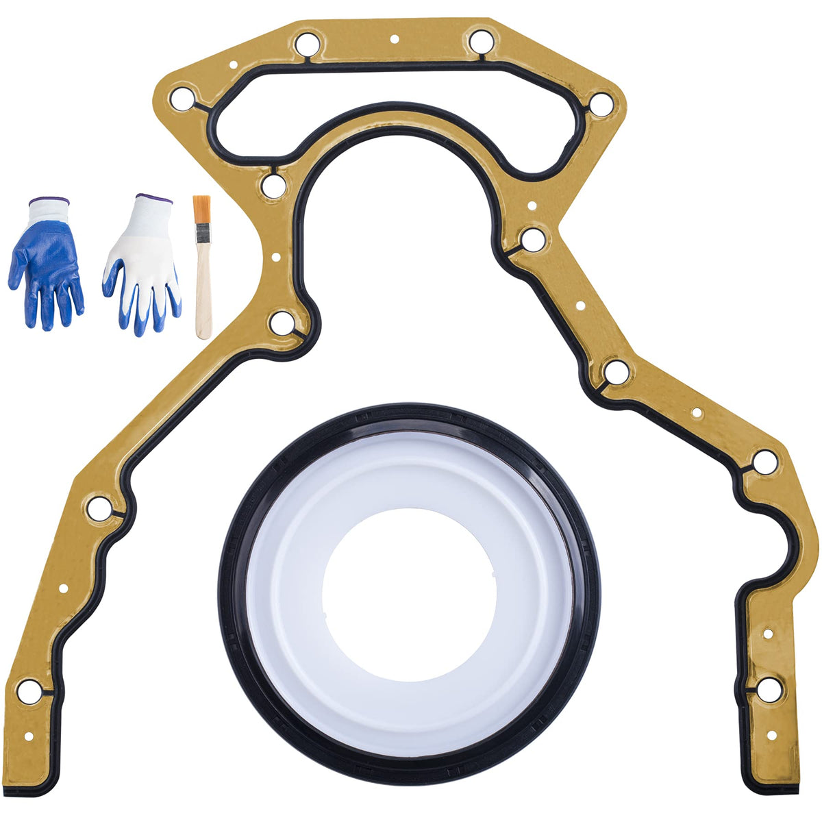 ORAEVY rear main seal gasket front view showing precise fit and improved leak control