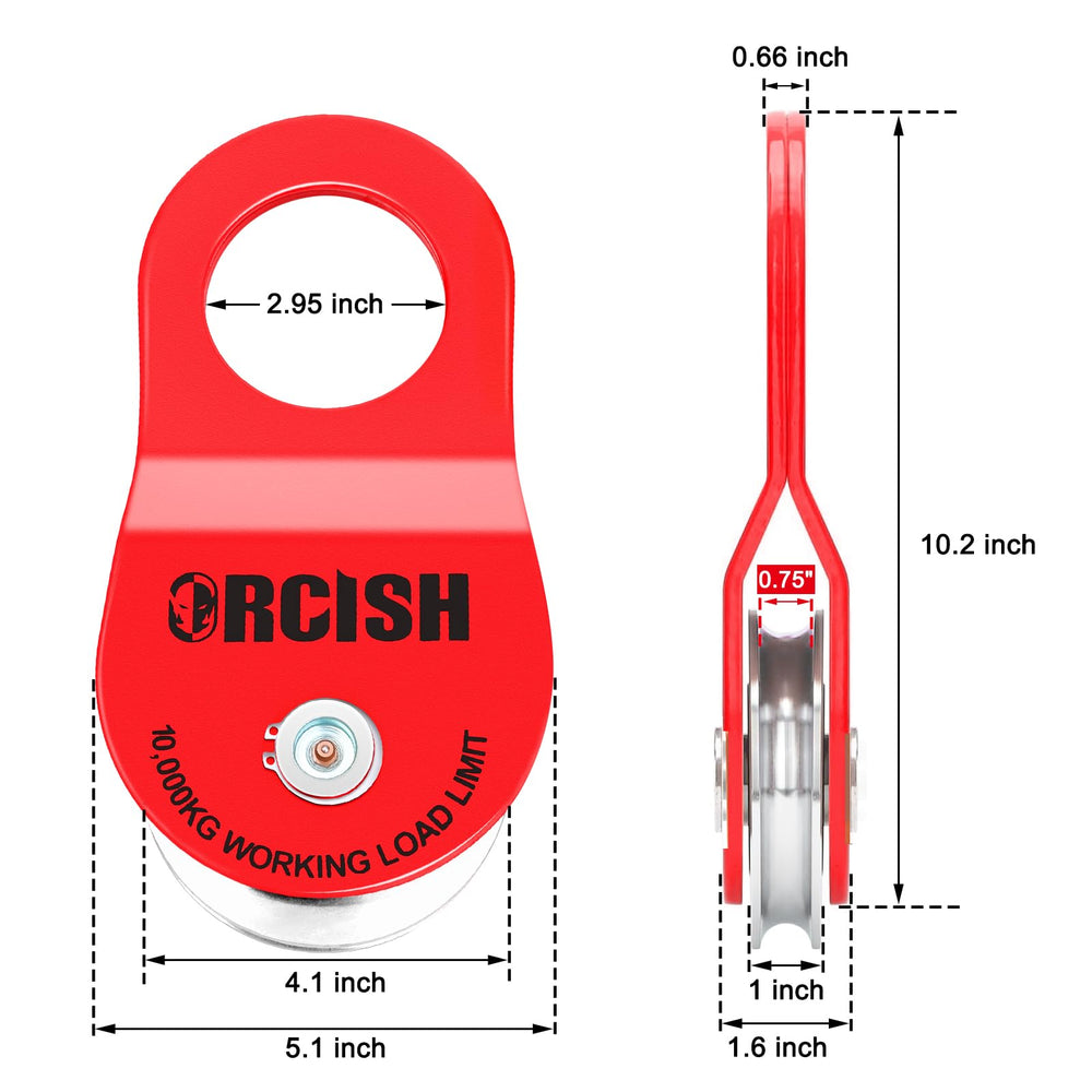 ORCISH close-up of sheave and upgraded circlip for safer rope alignment