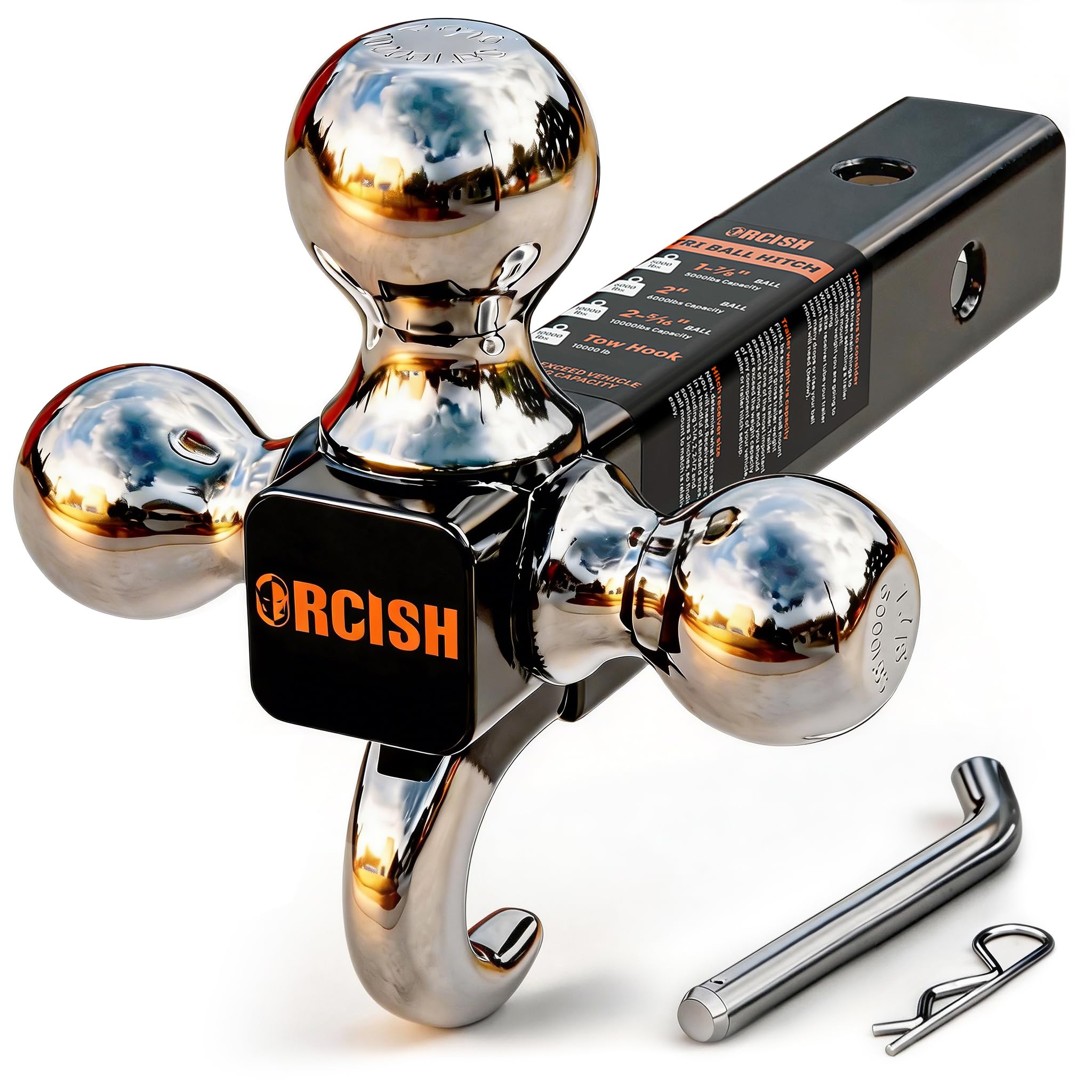 ORCISH front view mounted in 2-inch receiver showing multi-ball convenience