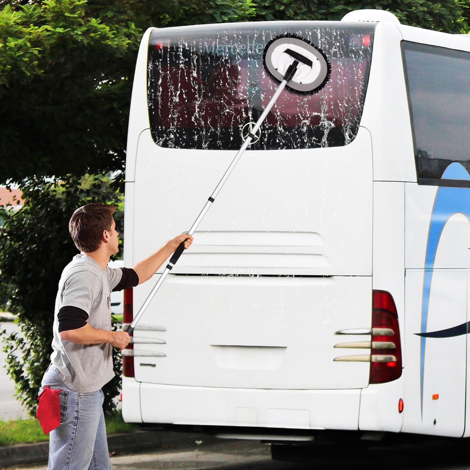 Ordenado lifestyle scene washing car, faster safer exterior cleaning