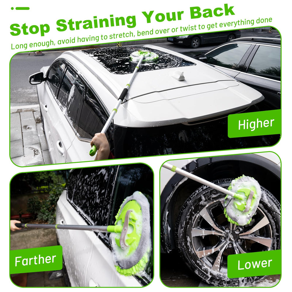 Ordenado long handle fully extended reaching SUV roof for safe wash