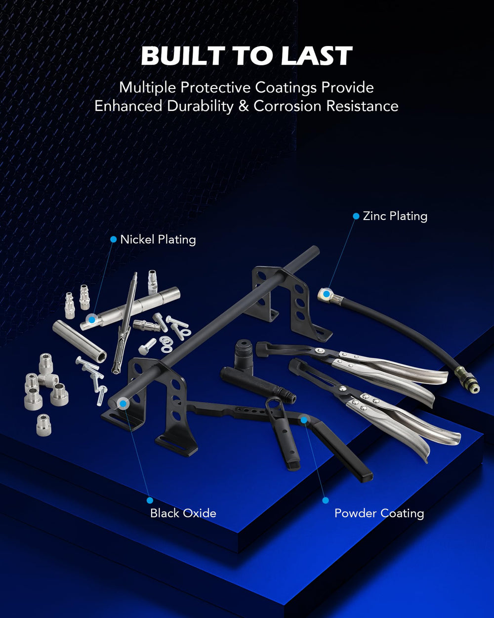 Orion Motor Tech blow-molded case open with molded cavities for neat storage