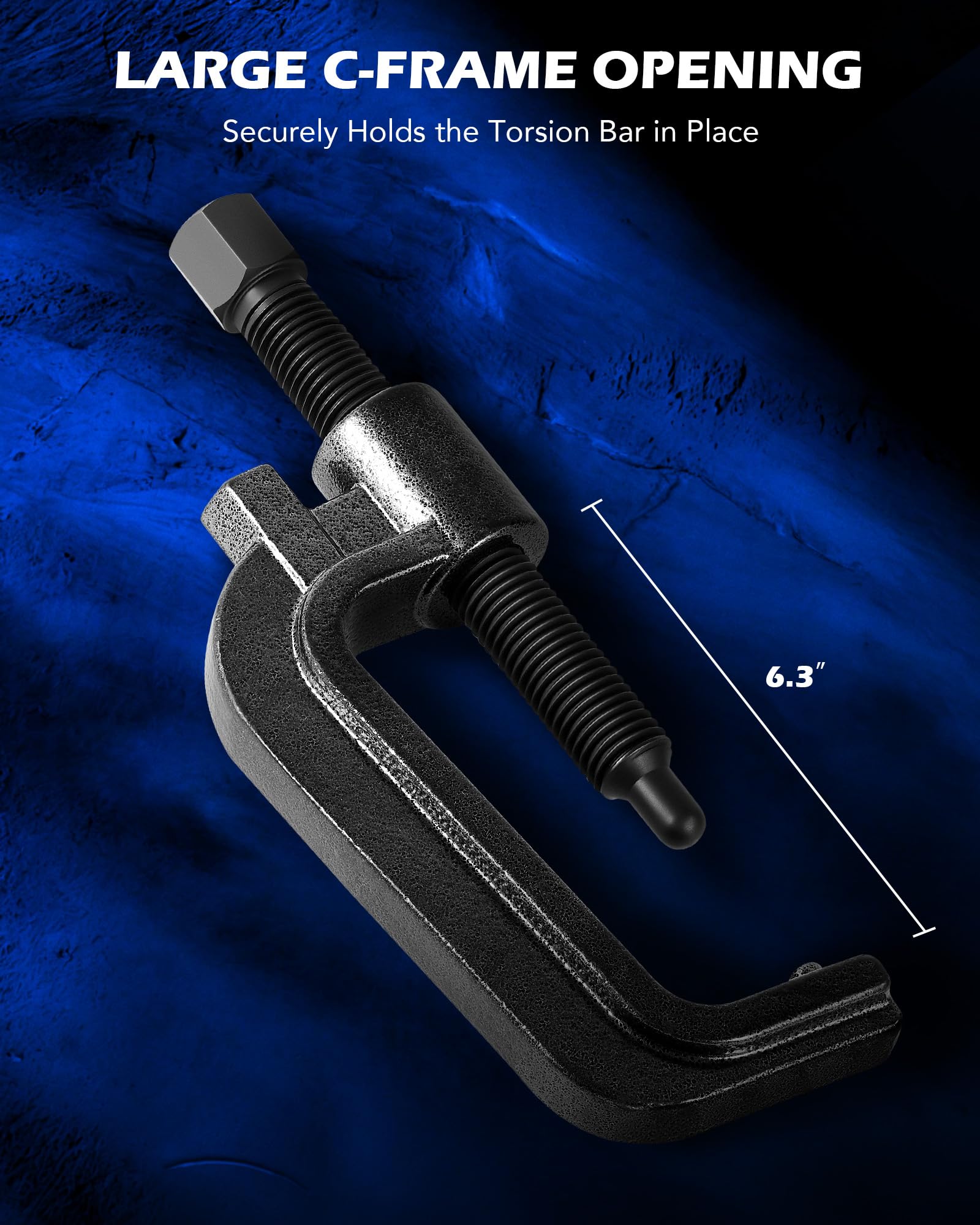 Orion Motor Tech C-frame opening beside ruler to show correct bar fit benefit