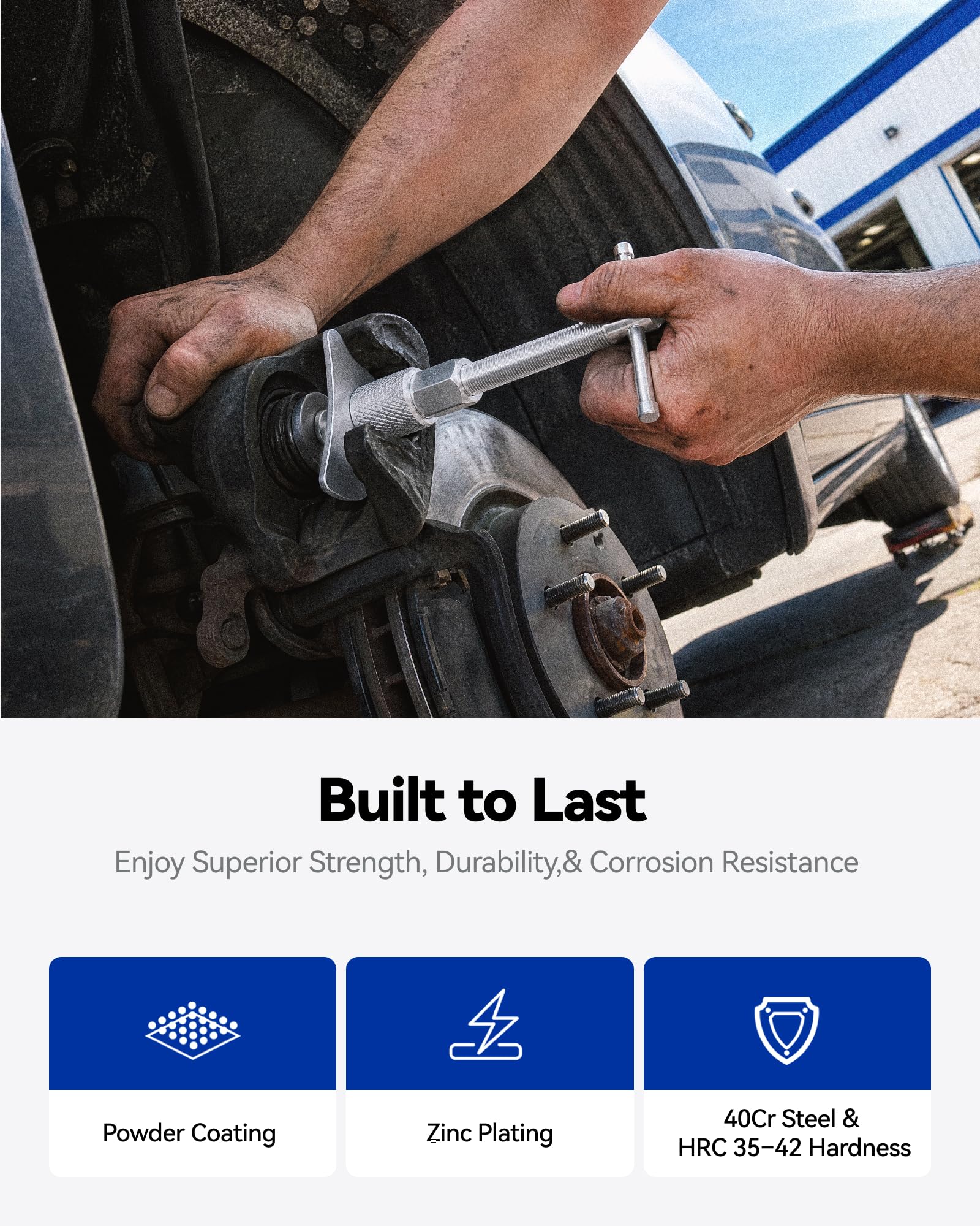 Orion Motor Tech compressing a brake caliper piston to speed pad installation