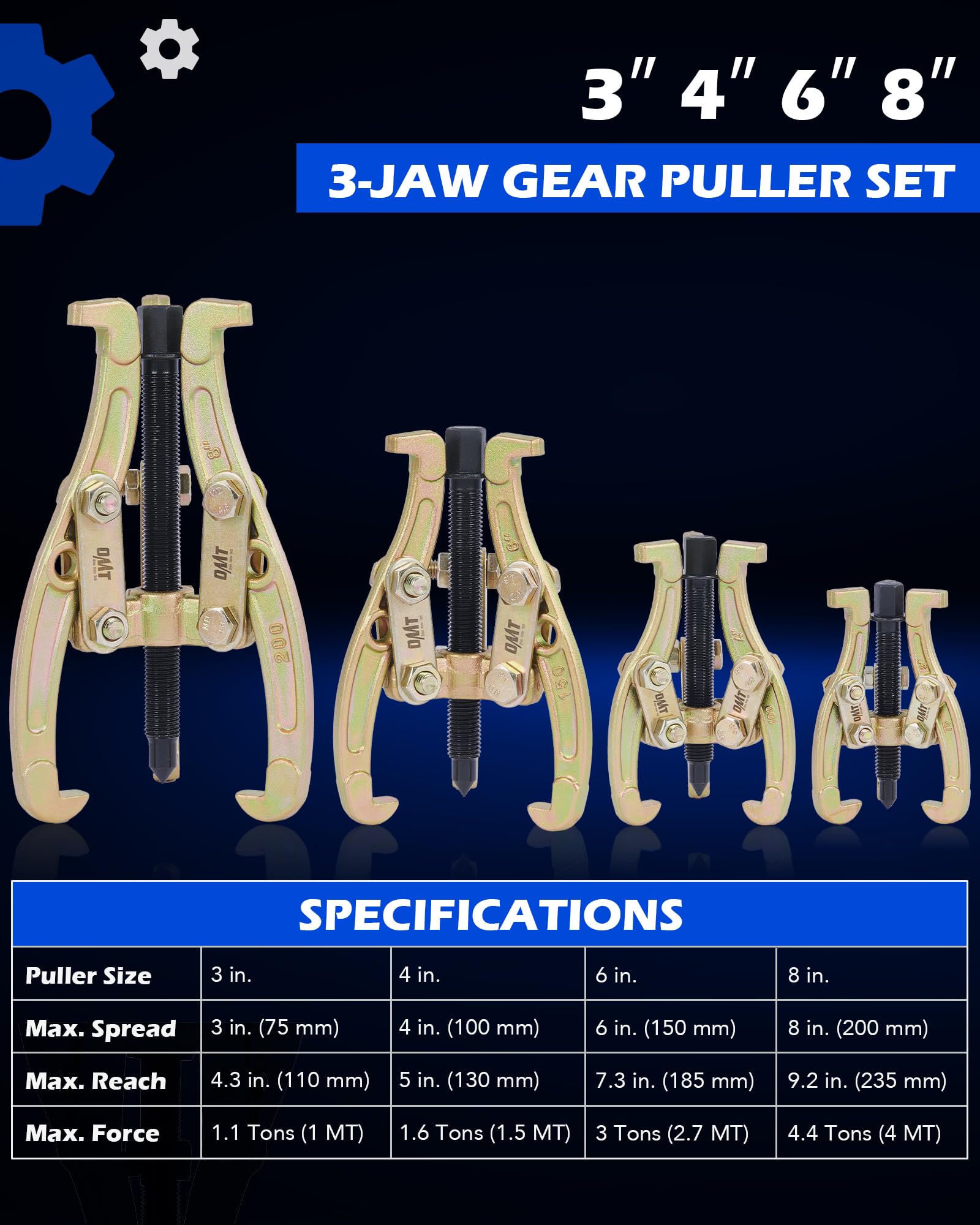 Orion Motor Tech close-up of reversible jaw showing dual orientation for inside or outside pulling