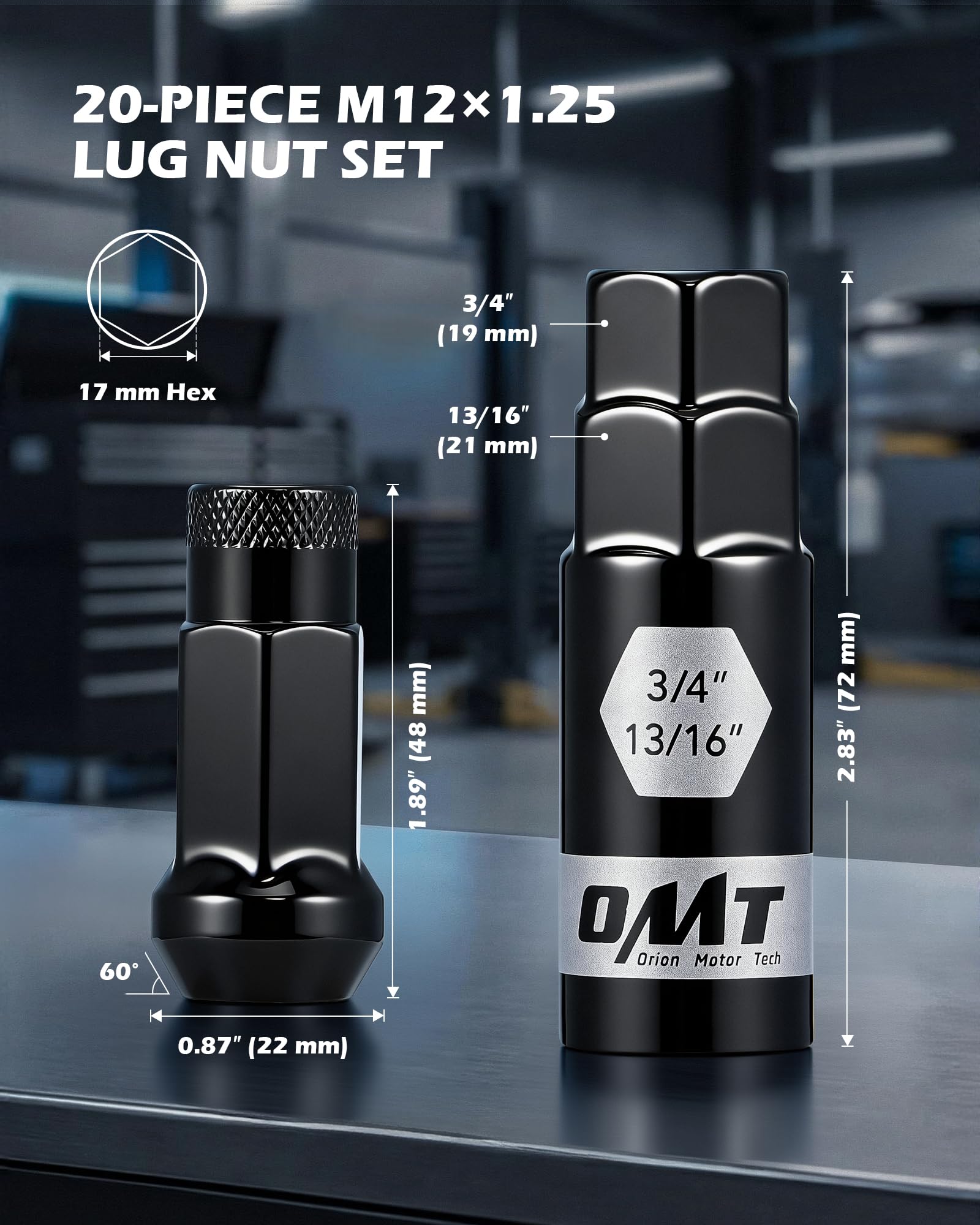 Orion Motor Tech close-up of lug nut threads highlighting precise threading for secure fit