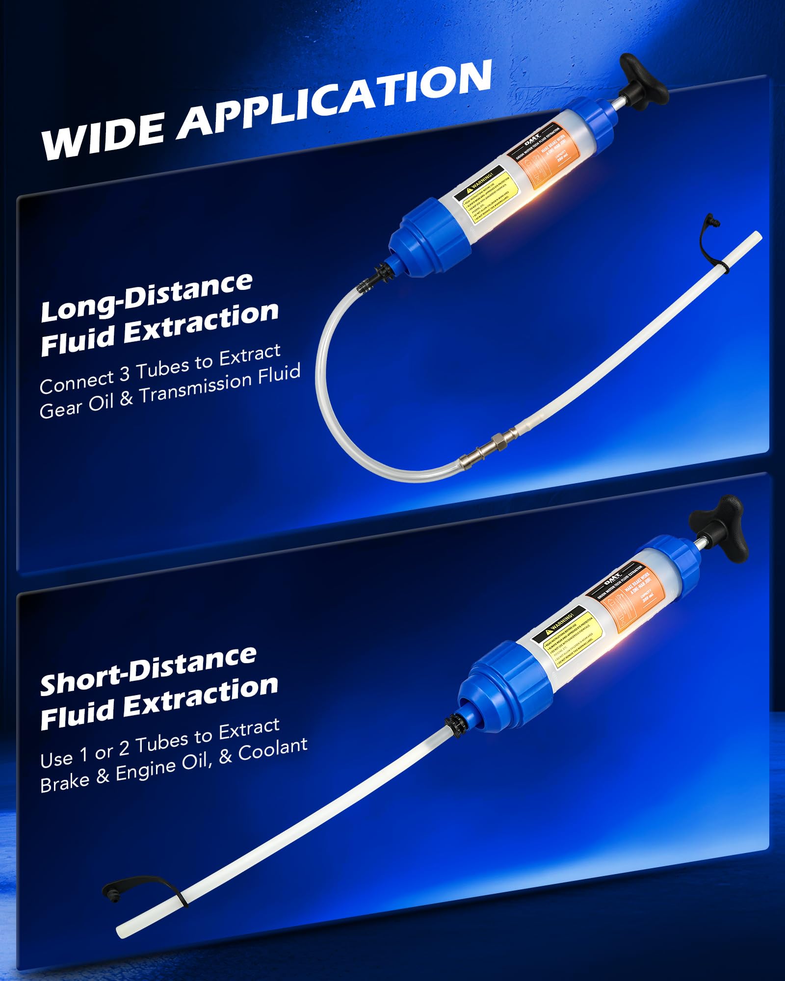 Orion Motor Tech flexible hose plus two rigid pipes displayed for versatile fluid access