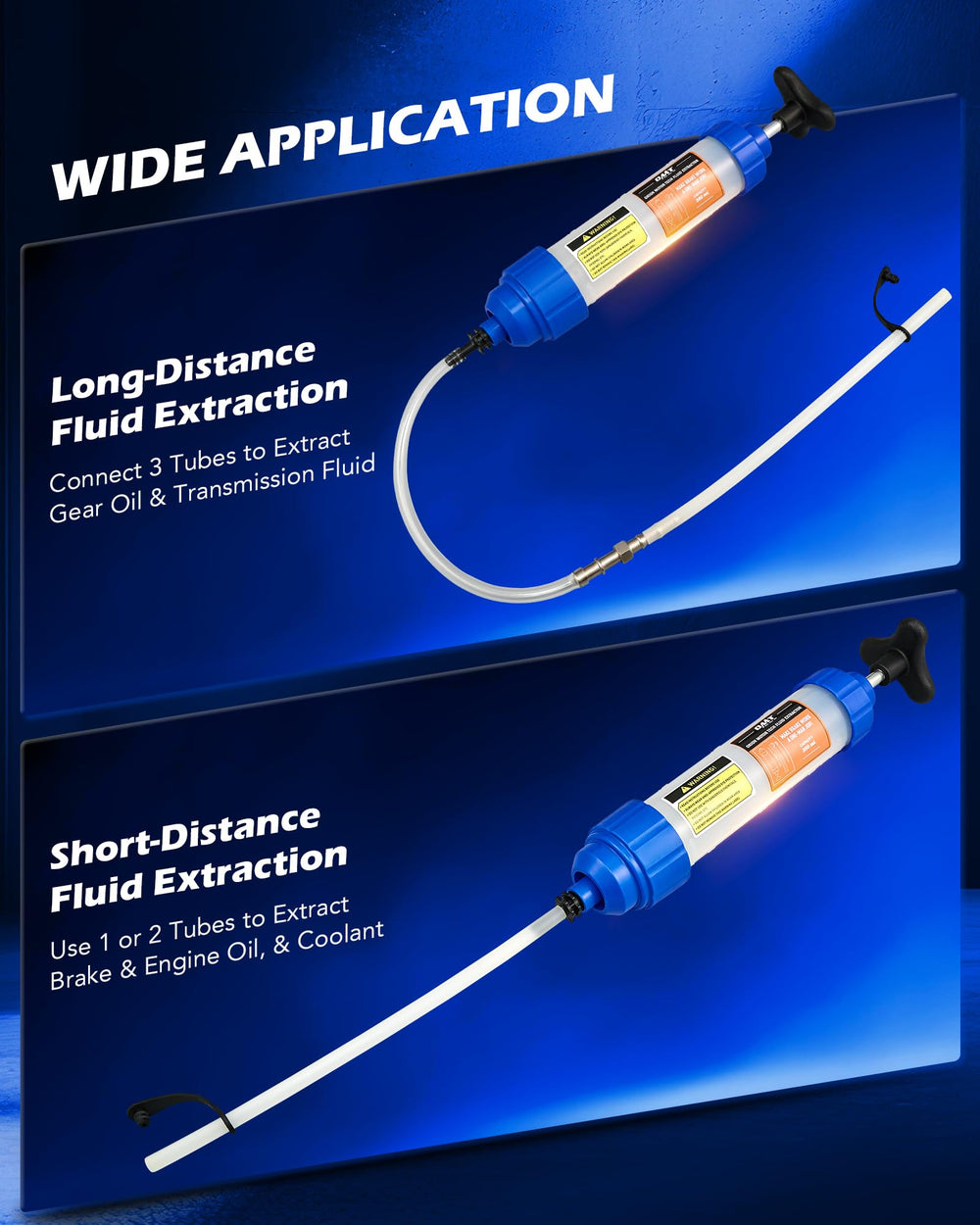 Orion Motor Tech flexible hose plus two rigid pipes displayed for versatile fluid access