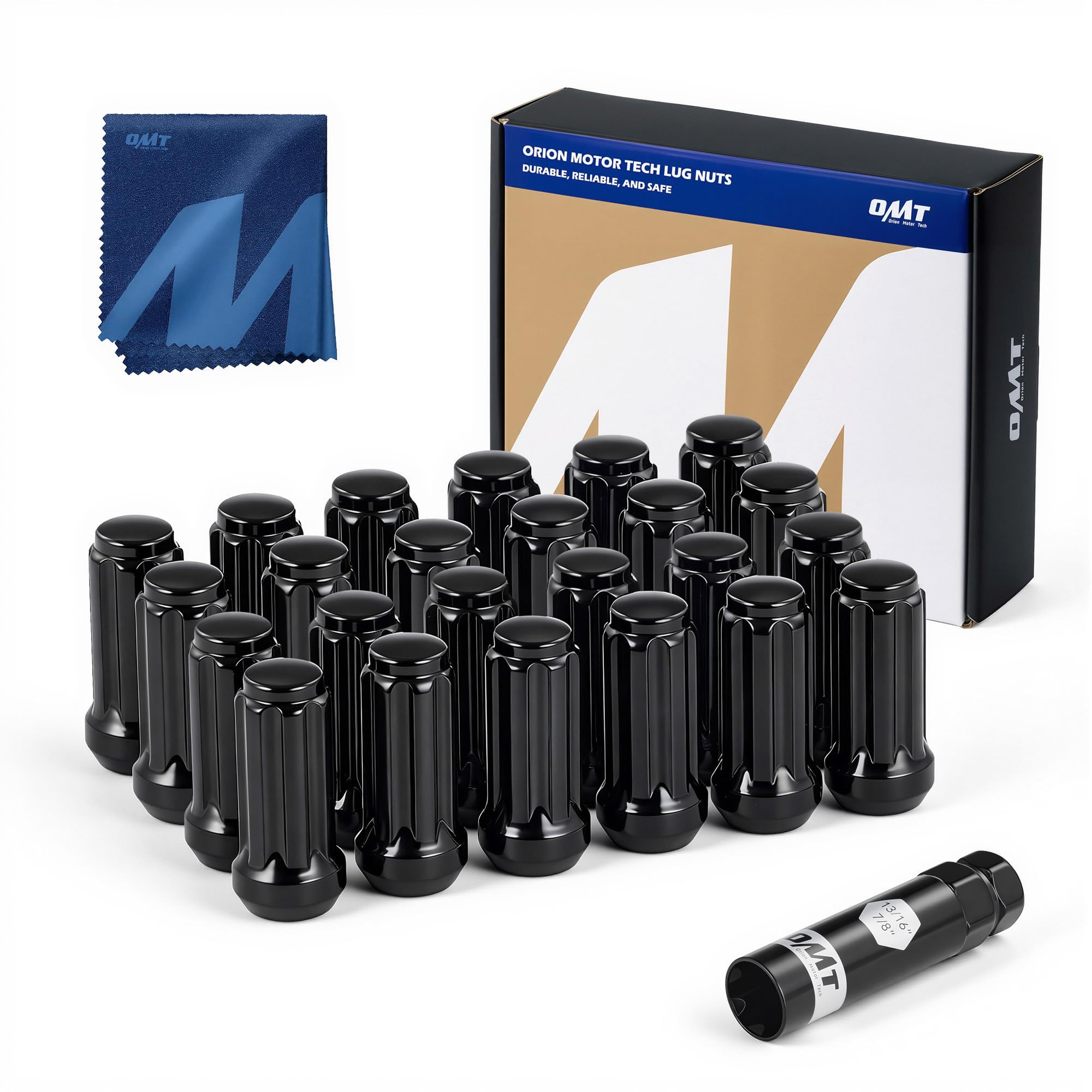 Orion Motor Tech front pack of 24 lug nuts showing kit contents and value