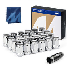 Orion Motor Tech front view of 24 chrome lug nuts showing complete set for easy replacement