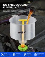 Orion Motor Tech translucent funnel close-up showing measurement marks for precise fills
