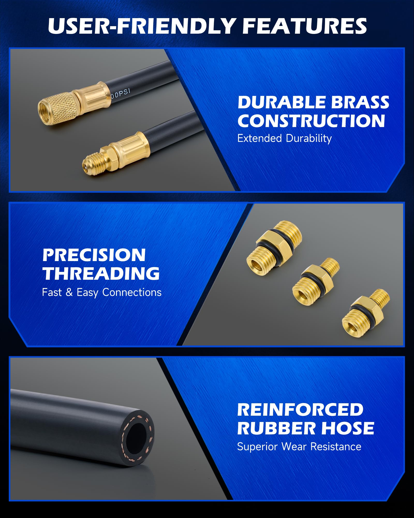 Orion Motor Tech flexible reinforced hose bending to reach tight spaces