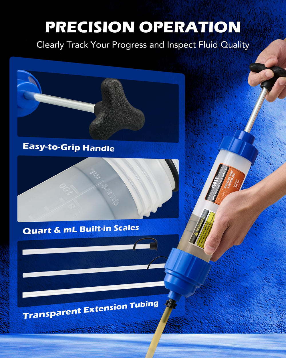 Orion Motor Tech pump in use extracting oil from a dipstick tube for easy maintenance