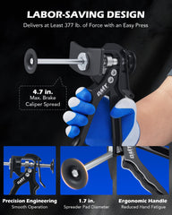 Orion Motor Tech tool compressing a car caliper piston for faster brake pad replacement