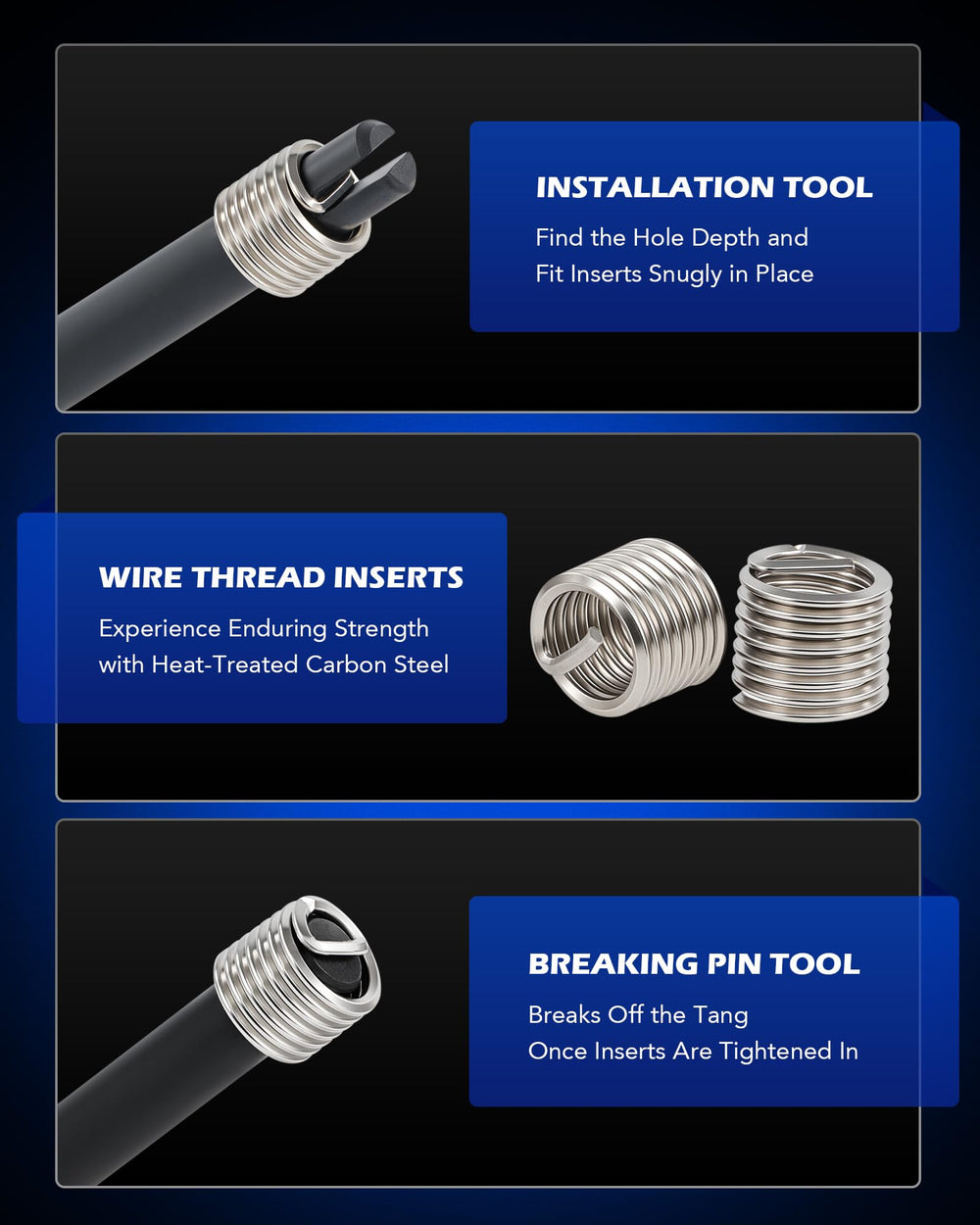 Orion Motor Tech kit being used on an engine block to restore a stripped threaded hole