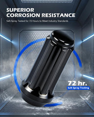 Orion Motor Tech lug nut next to ruler showing 2 inch length and 0.91 inch width for fit confirmation