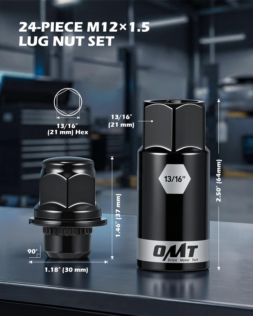 Orion Motor Tech close-up of lug nut threads, showing precise machining and reliable fit