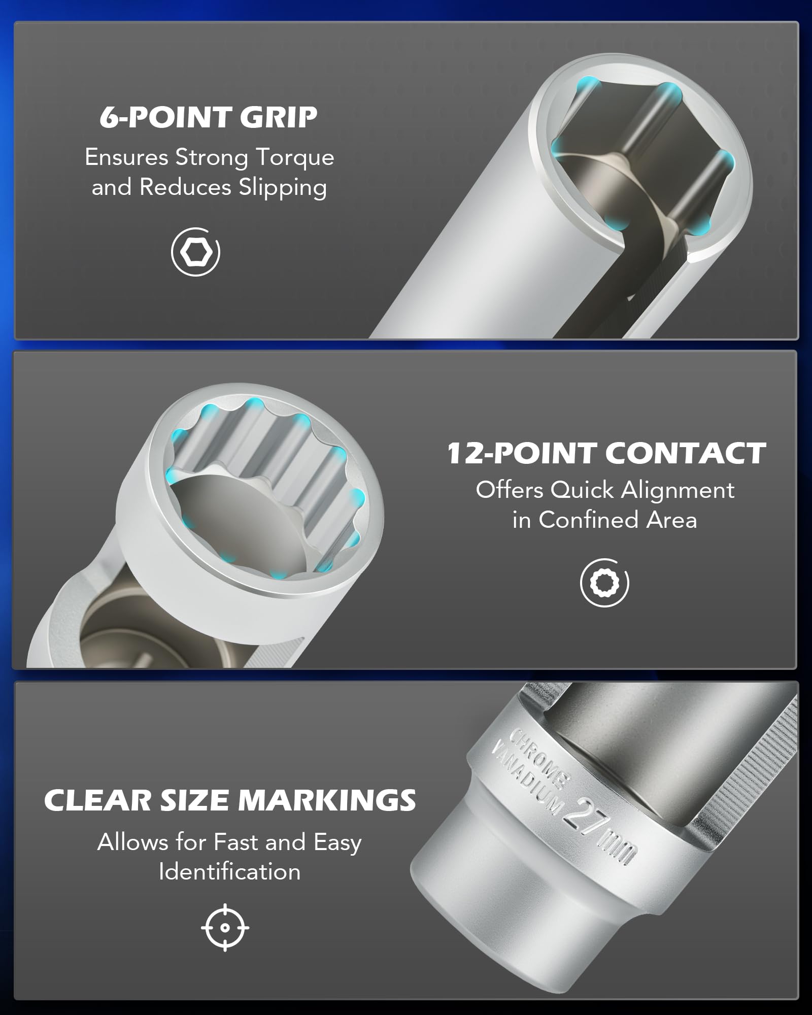 Orion Motor Tech polished chrome and chrome-moly finish highlighting corrosion resistance benefit