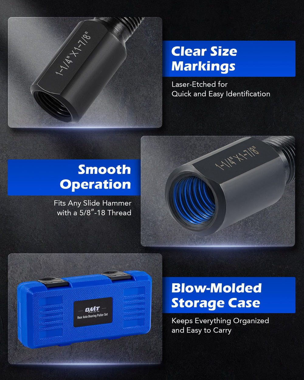Orion Motor Tech material finish showing blackened steel and galvanized nuts for corrosion resistance